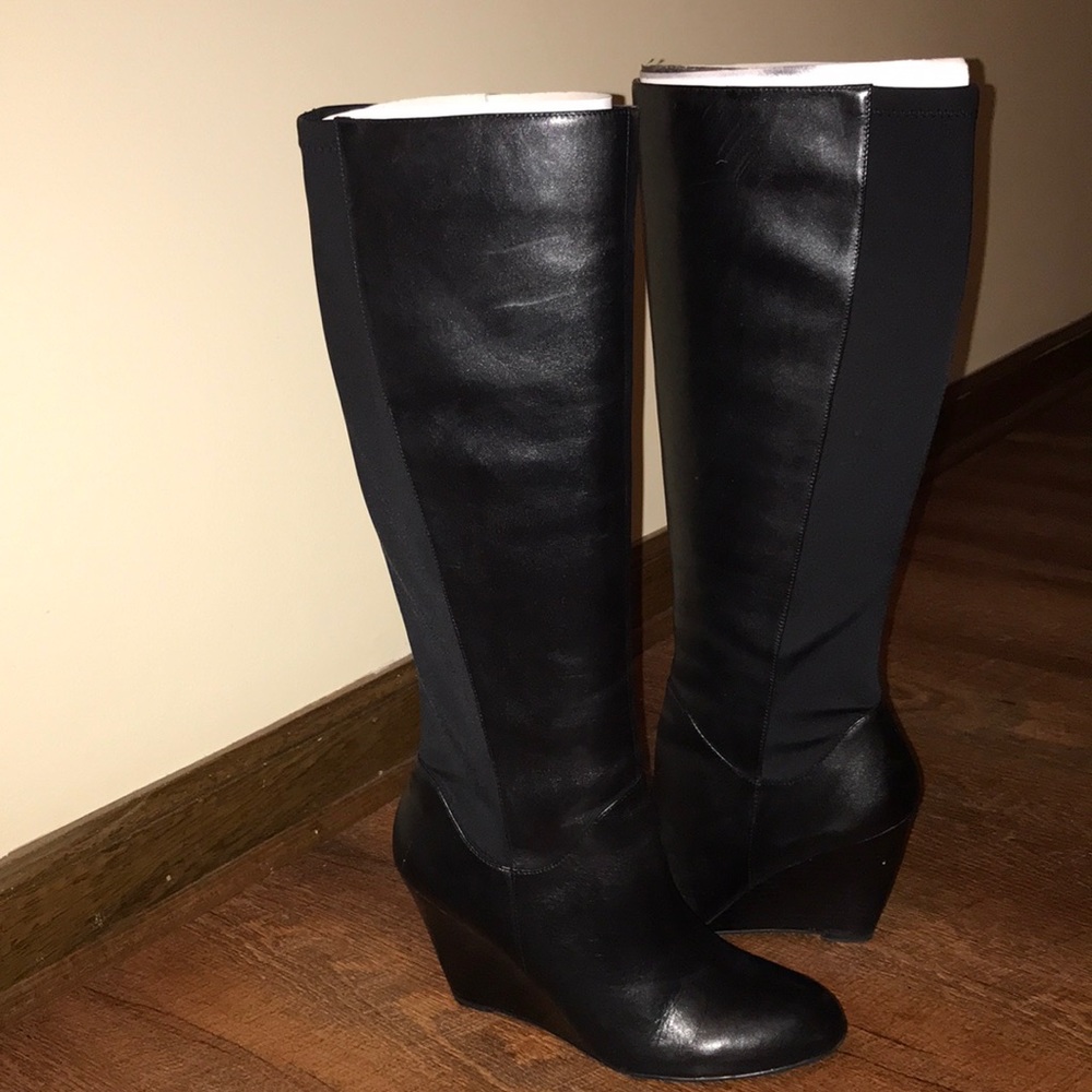 Nine west OBLADEEO wedges leather boots sz 7.5